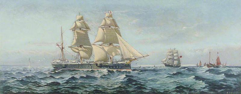 Henry J Morgan HMS 'Comus' Germany oil painting art